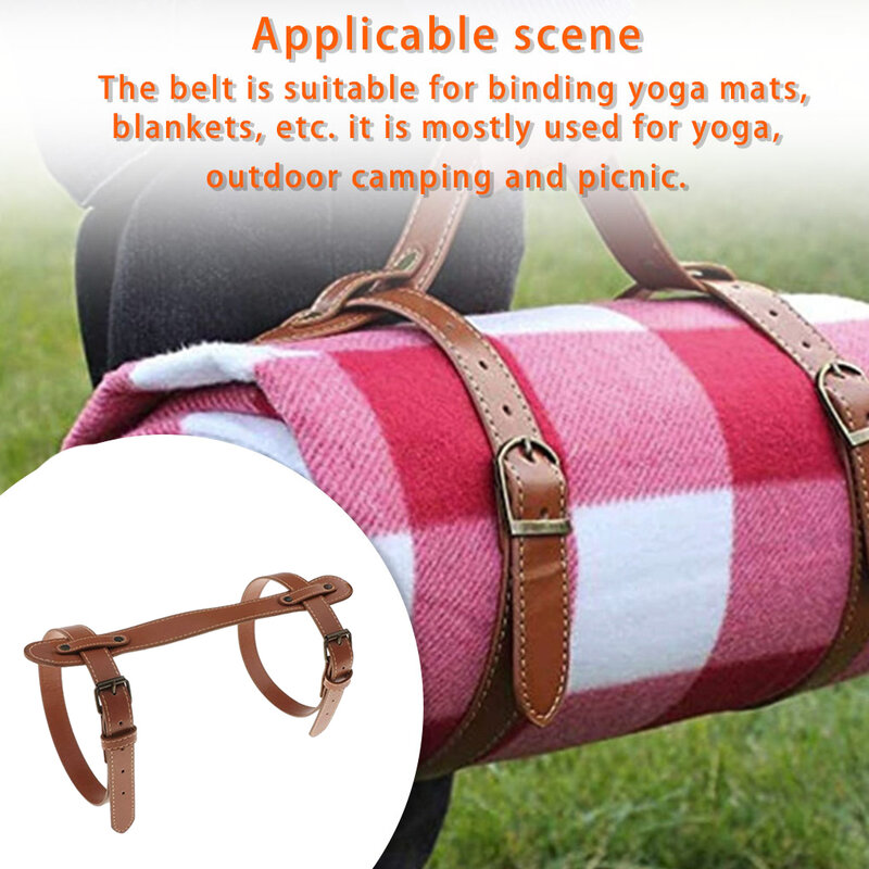 Accessori per rilegatura con cinghie per tappeti da campeggio portatili in pelle con cinturino per coperta