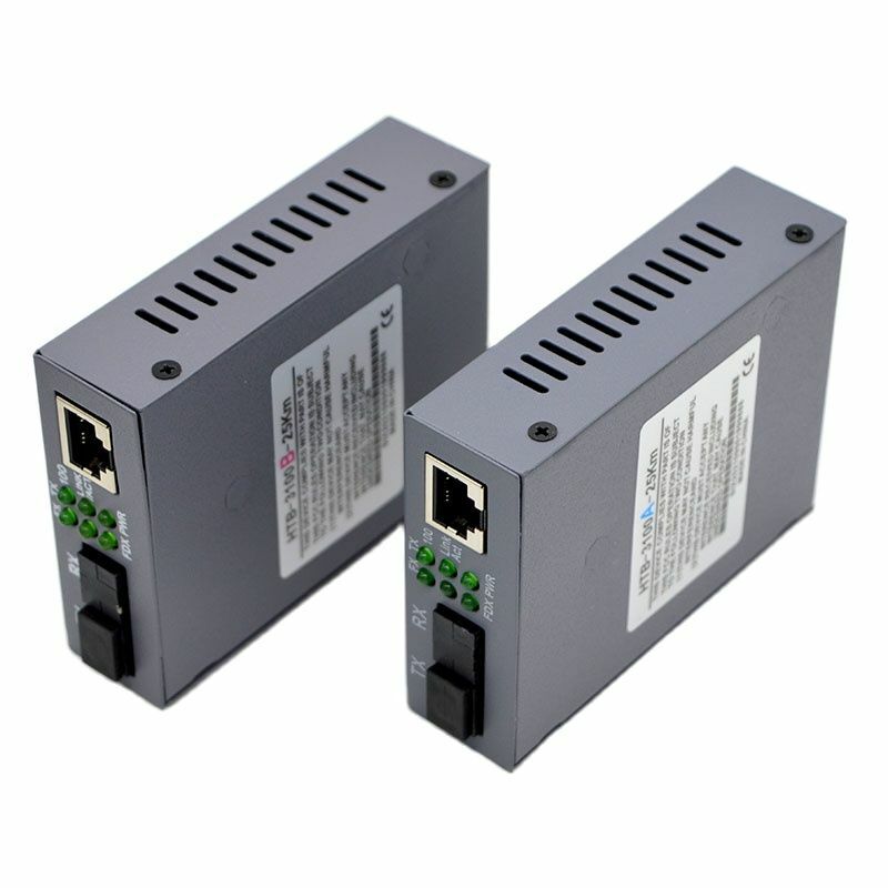 1Pair 100M Fiber Optical Media Converter Transceiver 25KM Single-Mode Single Fiber SC Port External EU Power Supply Wholesale