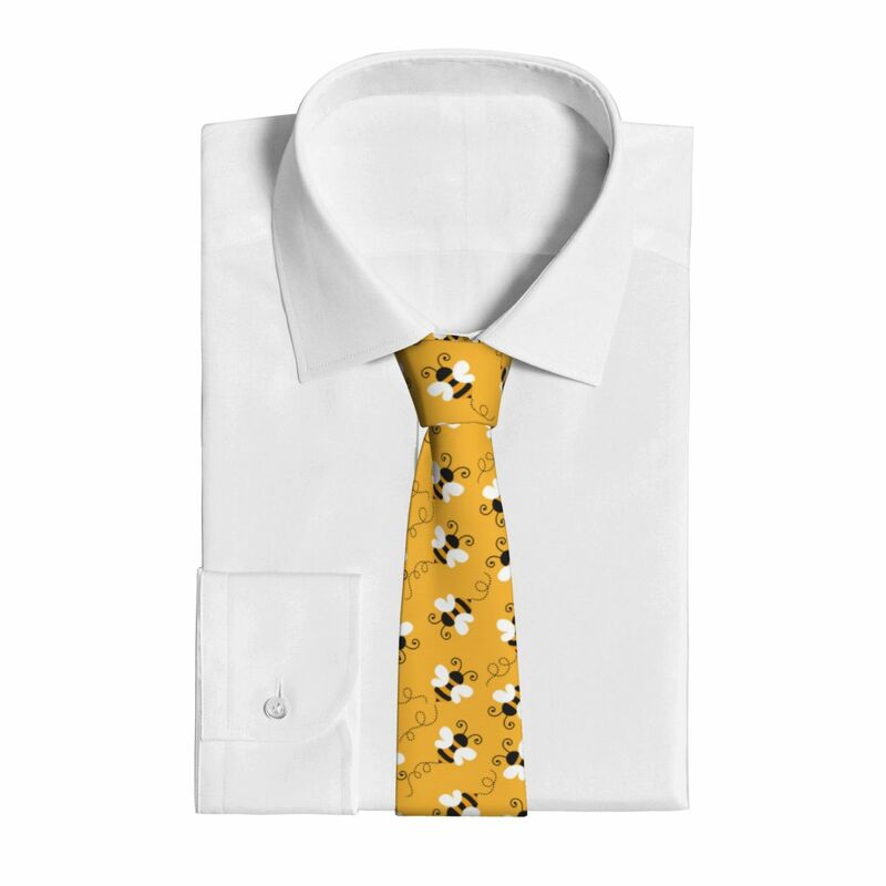 Gravatas de poliéster finas unissex, gravata larga para homens, padrão abelha, 8 cm, corva, acessórios de escritório