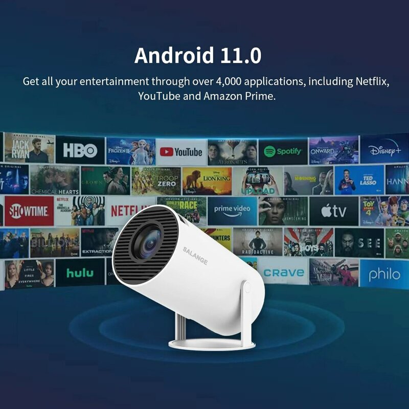 Salange HY300 proiettore stile gratuito per XiaoMi Android WIFI Home Cinema 720P Outdoor 1080P 4K supportato HDMI USB