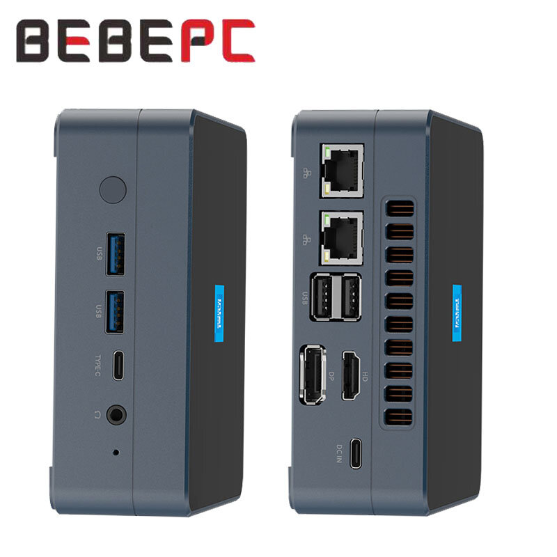 Bebebepc Dual LAN 4USB gry Mini PC z Inter N200 wsparcie Windows10/11 LINUX DDR5 M.2 NVME WIFI6 Bluetooth5.2 komputer biurowy