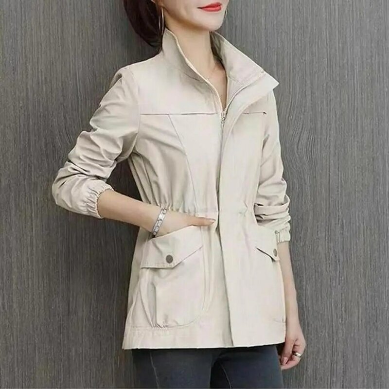 Women Double Layer Windbreaker Autumn Casual Coats Fashion Stand Collar Long Sleeve Jackets for women chaquetas para mujeres