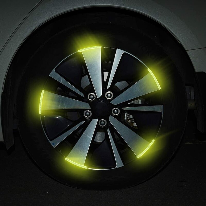 20pcs Car Wheel Hub adesivo riflettente cerchione per pneumatici strisce riflettenti luminose per la guida notturna Car Bike moto Wheel Sticker