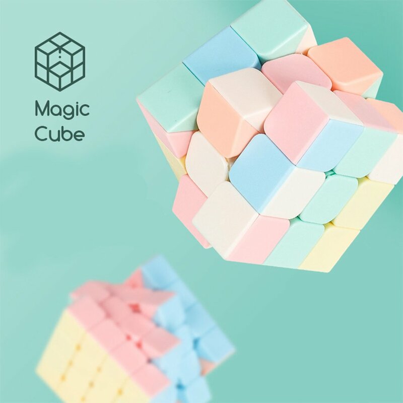 Kubus ajaib 3x3 tanpa stiker, kubus produktivitas halus warna Macaron untuk anak dewasa 3x3