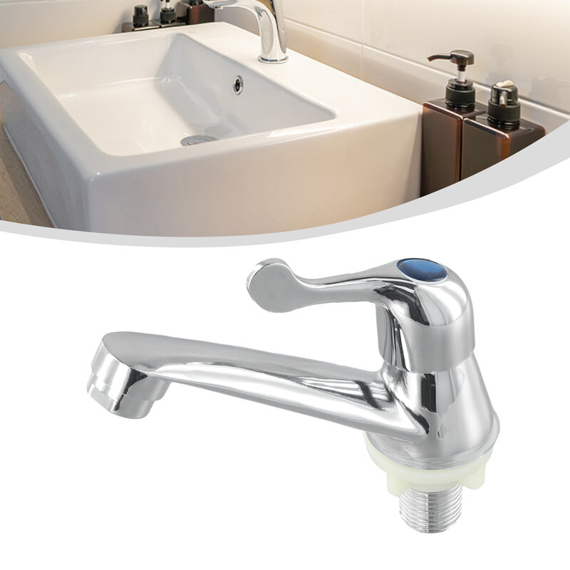 Durable Single Cold Water Tap Basin Mixer with 1/2 Threaded Connection and Chrome Finish for Home and Kitchen Sink