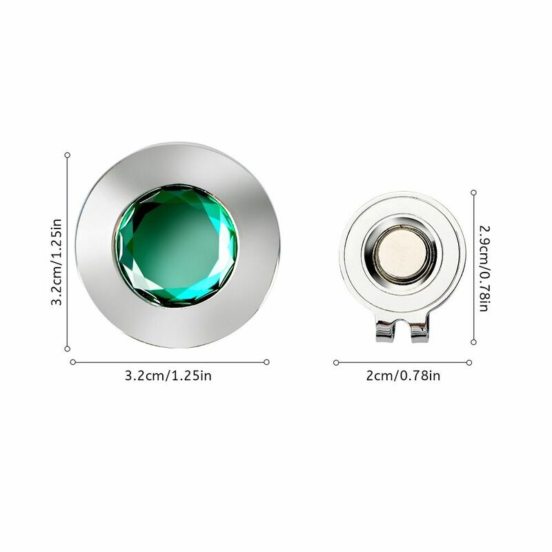 Green Crysta Ball Marker Hat Clip Easy To Take Off Kirsite Green Crysta Golf Hat Clip Unique Magnetic Magnetic Hat Clip Women