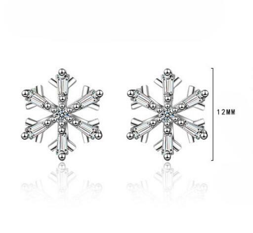 925 Sterling Silver Snowflake Stud Earrings Pave Setting CZ for Women Engagement Anniversary Gift Fine Jewelry BSE936