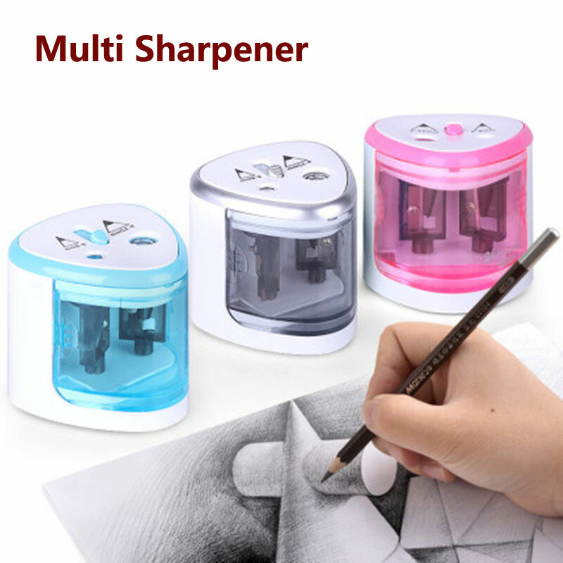 Auto Pencil Sharpeners Electronic Pencil Sharpener Two Double Holes Switch For 6-12mm Pencil and Color Pencil Cute School Supply