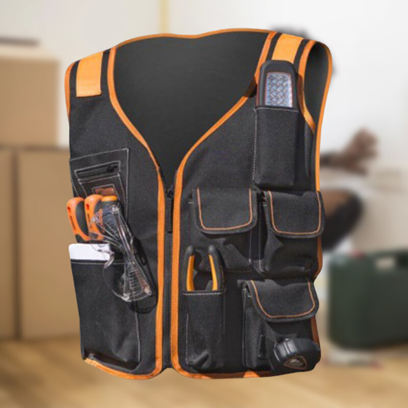 Tool Vest for Men Universal Adjustable Waist Bag Oxford Cloth Work Vest with Pockets for Carpenter Electricians