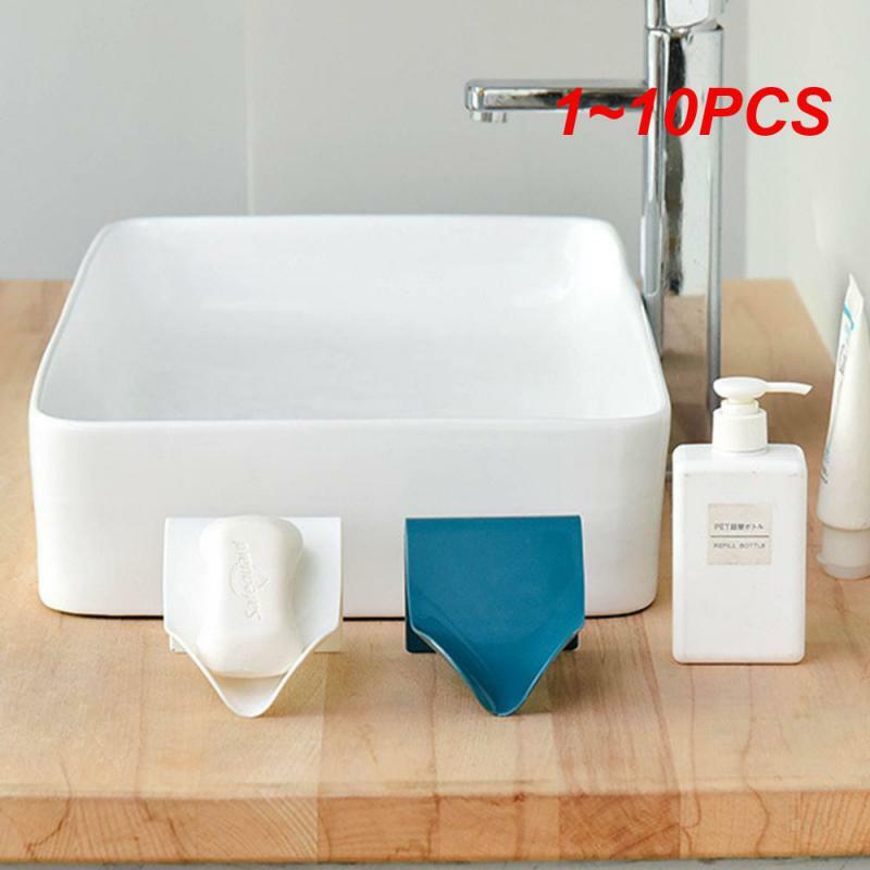 1~10PCS Soap Holder Wall Mounted Hanging Bathroom Shower Soap Dish Shower Plates Soap Storage Drain Plastic Soap Tray Rack