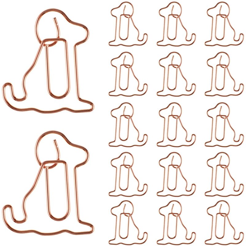 Metal Lovely Decorative Creative Paperclips Dog Shaped Gold Paper Clips Ticket Photo Clips Office Accessories Statioinery