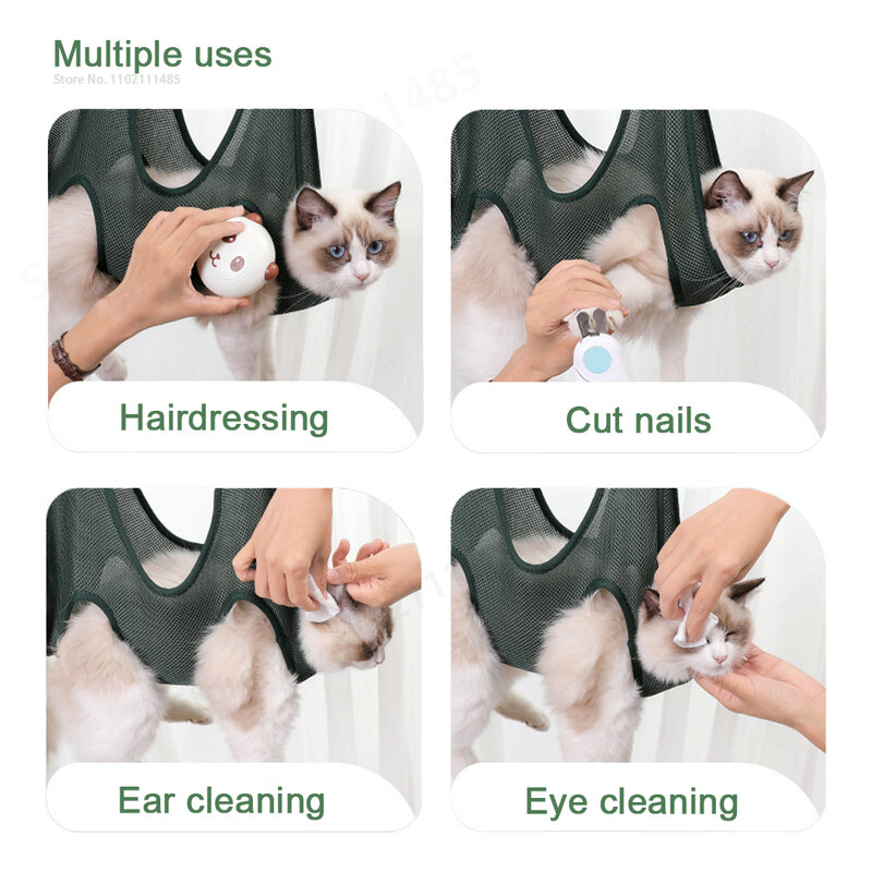 Bolsa fija antiarañazos para cortar uñas de gato, bolsa de sujeción para recorte de baño, hamaca colgante de belleza para mascotas, suministros para mascotas