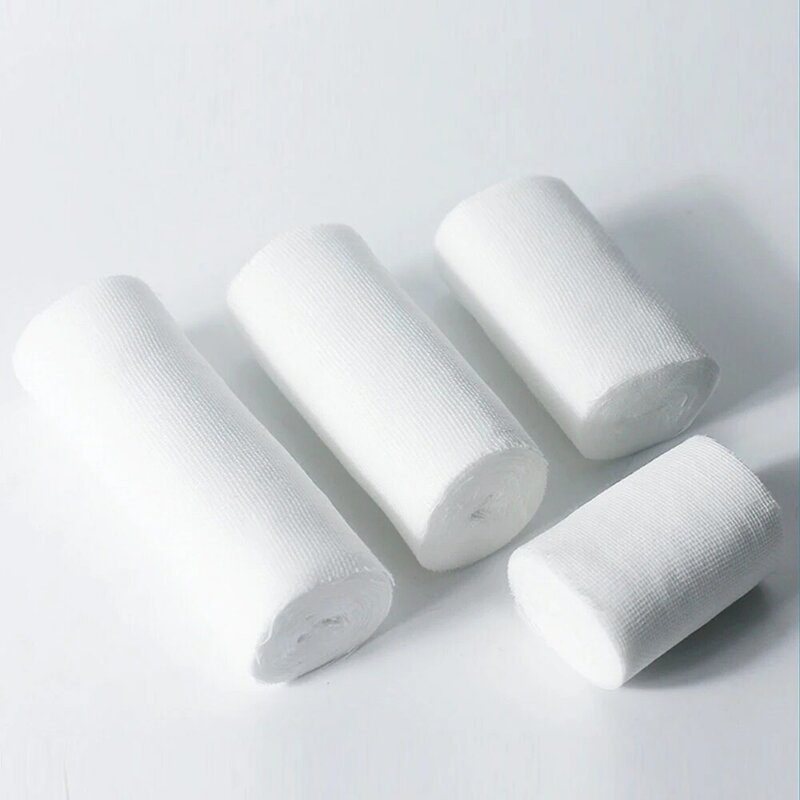 Rollo de vendaje desechable para primeros auxilios, vendaje resistente al desgarro, fijación, algodón absorbente, 1/5/10 rollos