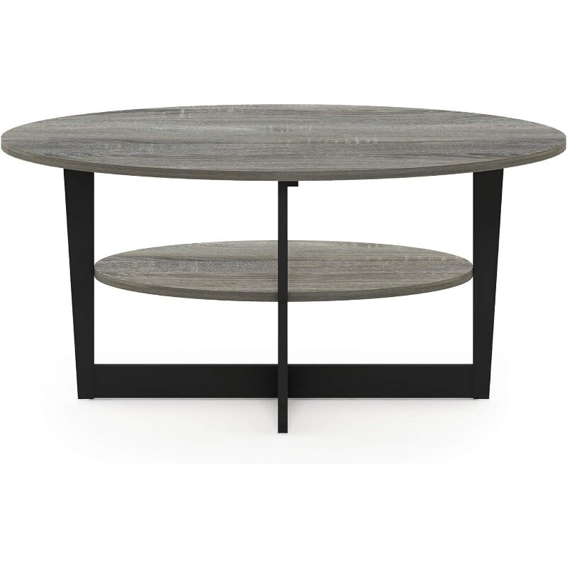 Furinno Coffee Table, 1-Pack, French Oak Grey/Black