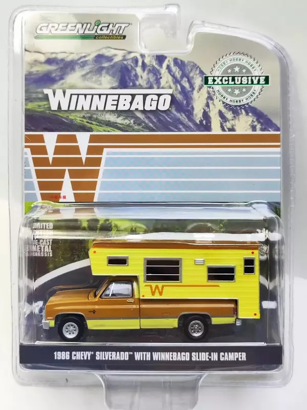 1:64 1986 Chevrolet Silverado With Winnebago Slide-IN Canper Diecast Metal Alloy Model Car Toys For Gift Collection W1285