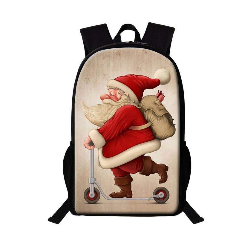 Merry Christmas Gift Backpack For Students Santa Claus Printing School Bags Women Men Fashion Knapsack Multifunctional Backpack