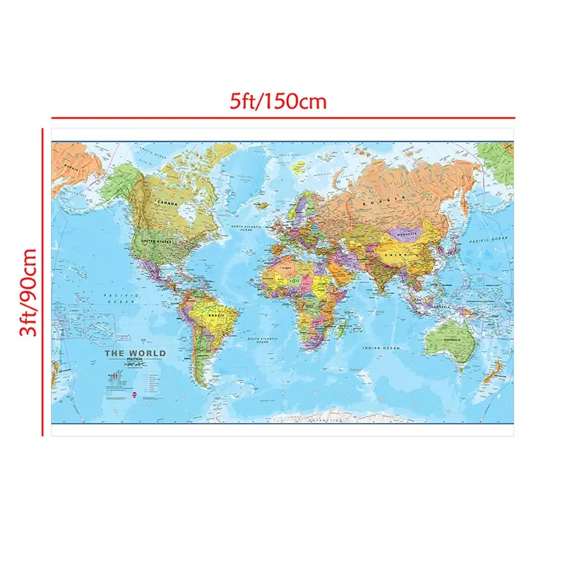150*90cm World wall map Detailed Poster Non-woven Painting Map of the world wall for Bedroom Home Decoration