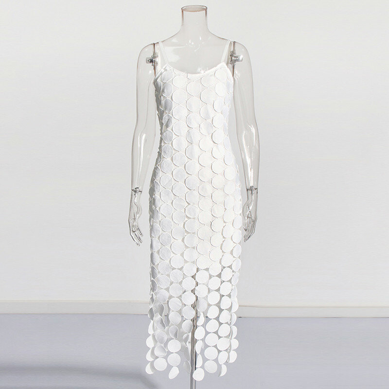 Женское ажурное платье KBQ, однотонное дизайнерское платье с квадратным вырезом, без рукавов, с высокой талией, на молнии, в стиле пэчворк