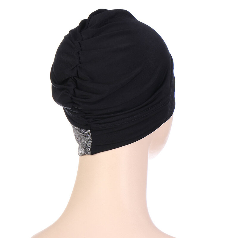 Tampas islâmicas de seda brilhante para mulheres muçulmanas, testa cruzada, hijab interno, chapéu de gorro luxuoso, lenço