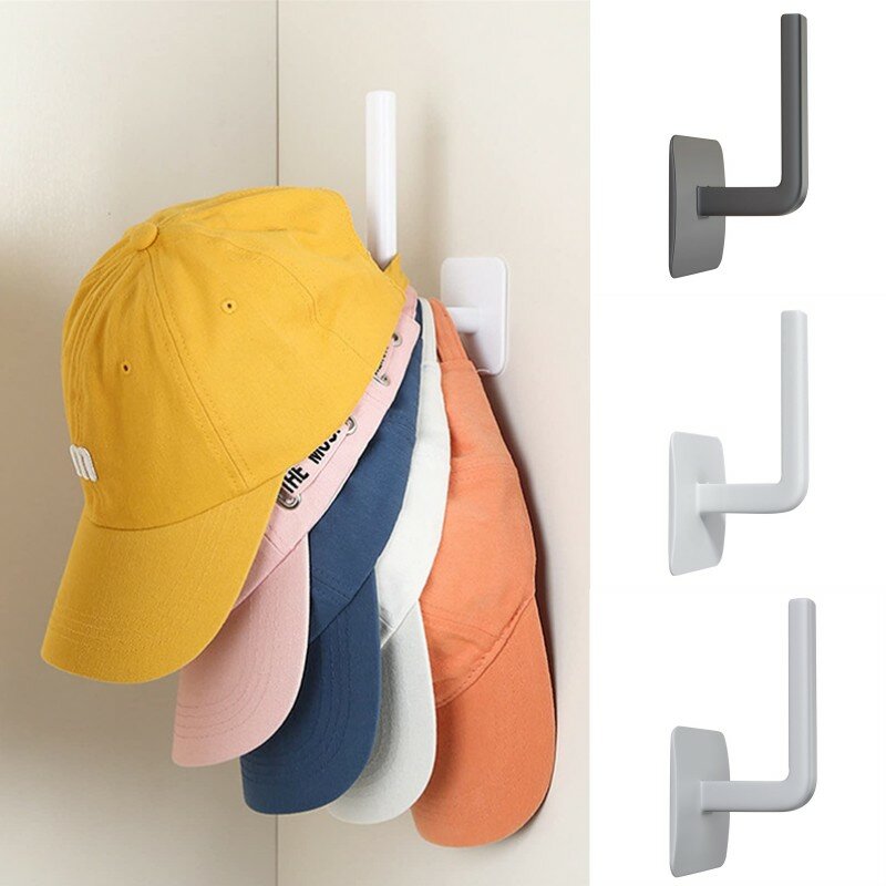 クローゼット壁用粘着帽子ラック、野球帽ハンガー、収納キャップ、ドリルなし、キッチンバッグ、キーホルダー、1個