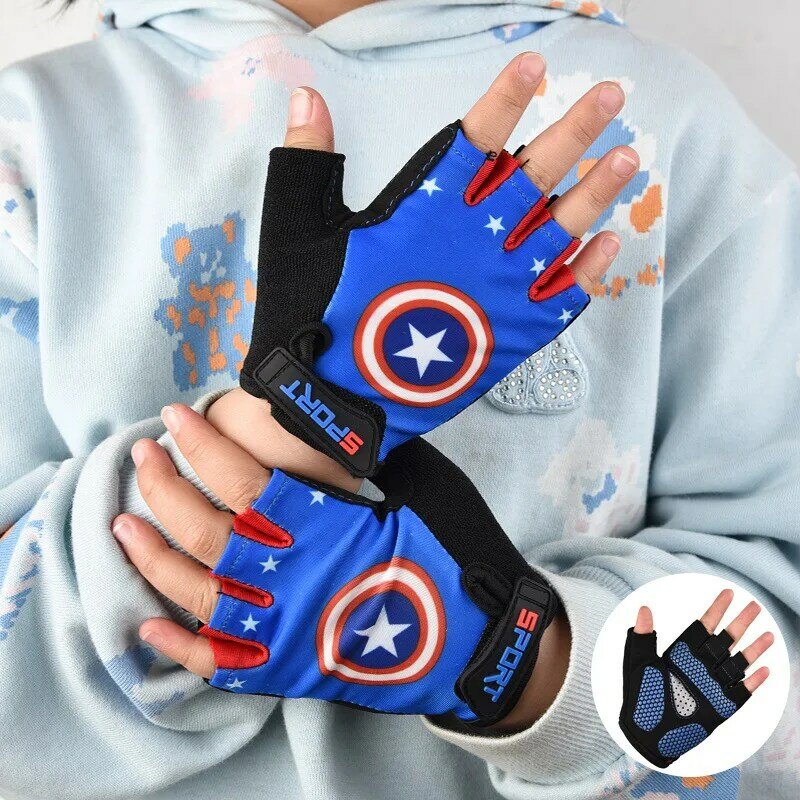 Nieuwe Kinderen Half Vinger Handschoenen Ademende Fietshandschoenen Anti-Sweat Anti-Shock Anti-Slip Slijtvaste Sport Fiets Handschoenen