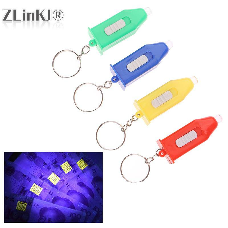 Porte-clés LED extérieur facile à transporter, lumière violette, mini lampe de poche en plastique ultraviolet, petit pendentif cadeau, 1PC