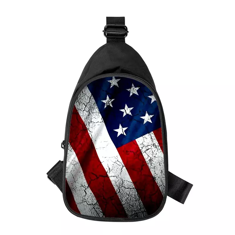 EUA bandeira americana cruz saco de peito para homens e mulheres, bolsa de ombro, cintura, masculino, marido, escola, diagonal, impressão 3D, novo