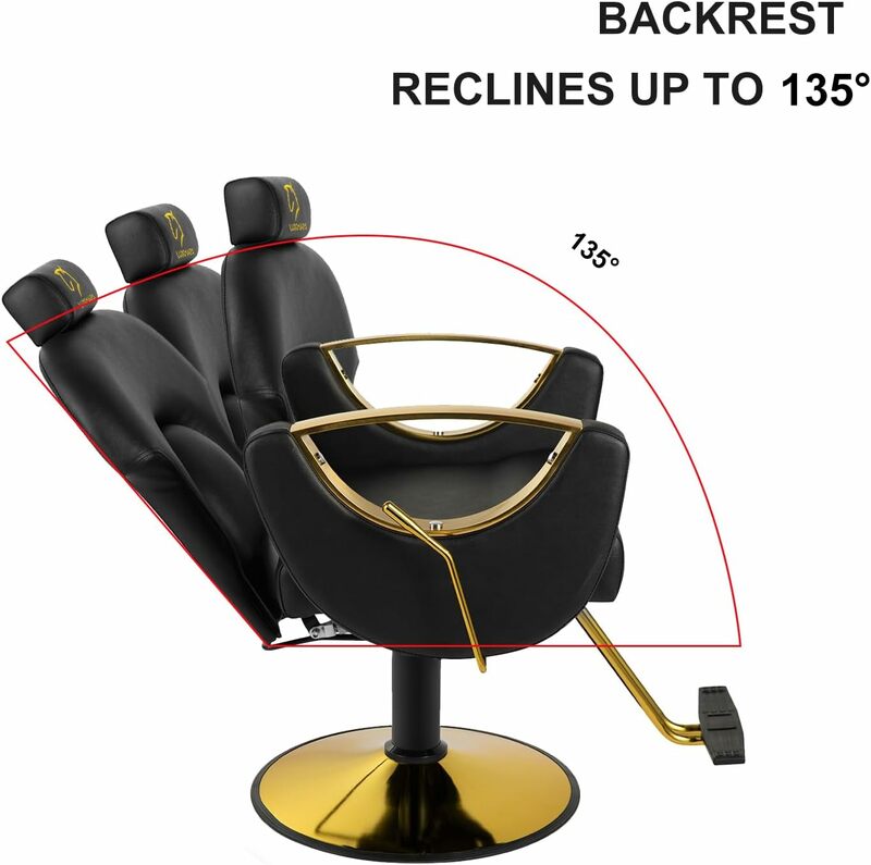 كرسي حلاقة هيدروليكي لصالون الشعر ، دوار بالدرجات ، ارتفاع قابل للتعديل ، تصفيف الشعر ، وشم