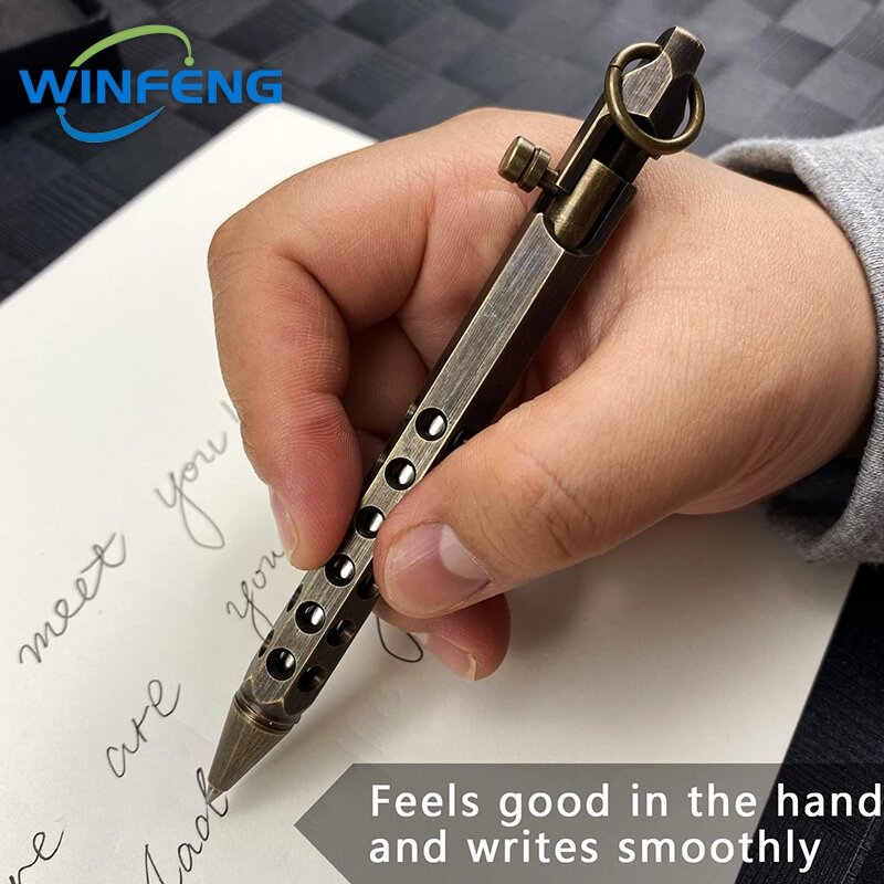 Креативная тактическая ручка с латунным болтом, деловая искусственная ручка для самозащиты, школьные и офисные канцелярские принадлежности