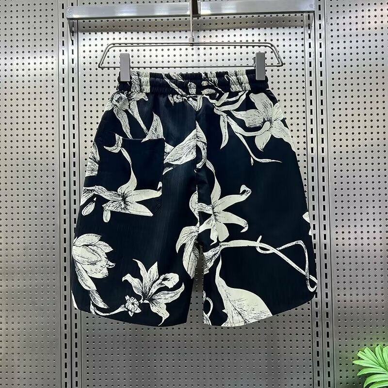Летние Пляжные штаны для отпуска в гавайском стиле, повседневные спортивные шорты с полным принтом, эластичные дышащие мужские шорты y2k, модные