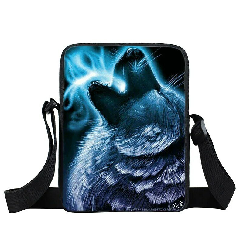 Mała torebka dla dzieci wyjący wilk torby na ramię z nadrukiem wodoodporne torby typu Hanbags wilk Boys Crossbody Bag na telefon komórkowy