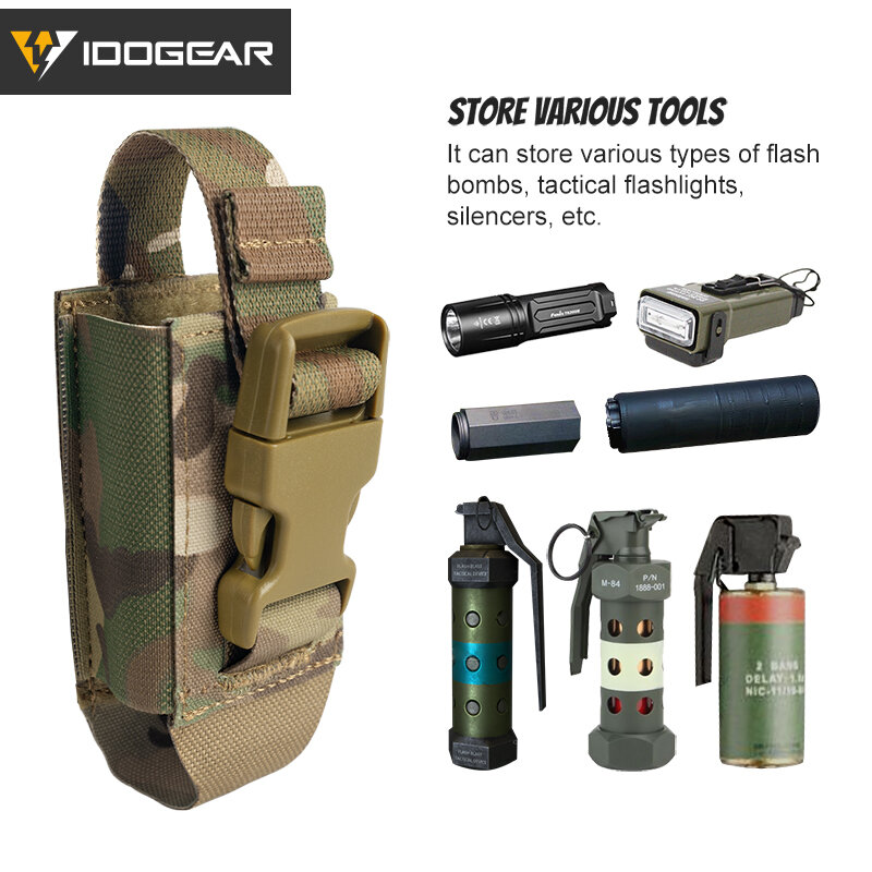 IDOGEAR tas peralatan kantung Flashbang tunggal taktis, kantong alat pembawa multifungsi 3593 MOLLE