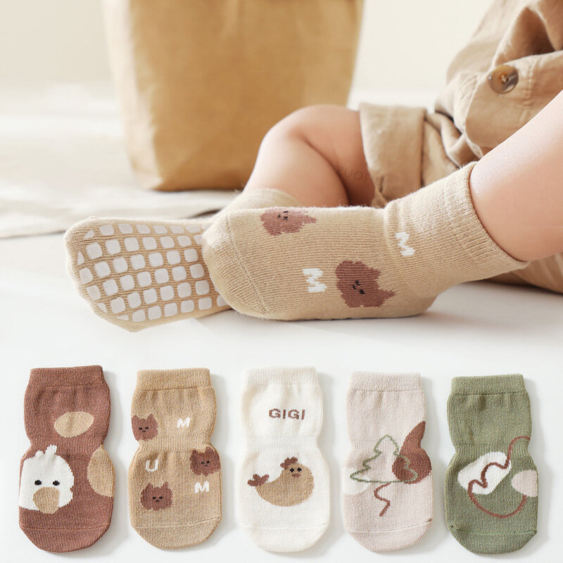 5 Pairs Baby Anti-Slip Socken Niedlichen Cartoon Jungen Mädchen Weiche Baumwolle Neugeborenen Kurze Kinder Warmen Boden Schöne Socken kinder Kleinkind Socke