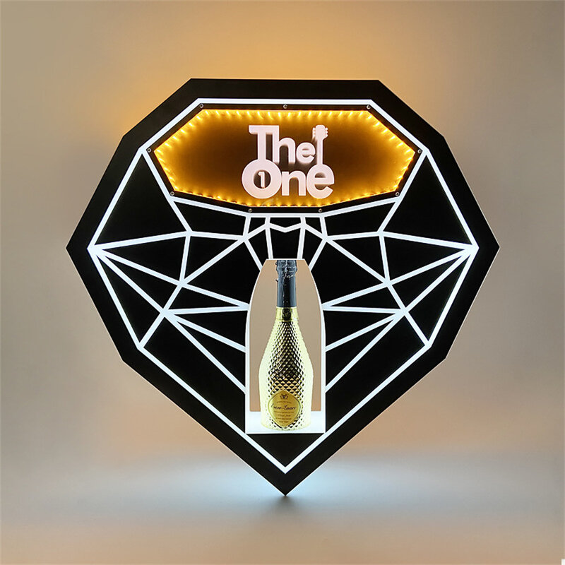 Glorificador de botella LED con forma de diamante, estante de exhibición de vino, presentador de servicio de botella para Bar, club nocturno, exhibición de botella de vino