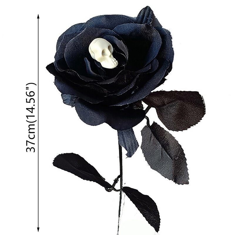 1Pcs Horror Flower Rose Artificial Flower Halloween Supplies Black Fake Flower Cosplay Costume Accessories