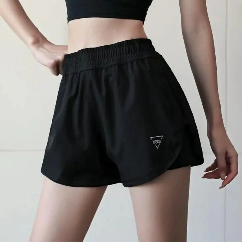 New Gym Sport Shorts Casual Outdoor Running Quick Dry Shorts Women Elastic High Waist Short Pants Two Pieces Training Shorts