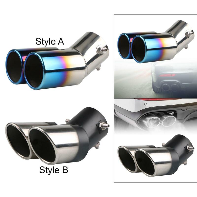 Dual Exhaust Tip Pipe, Premium Styling inoxidável, Double Outlets End Pipe