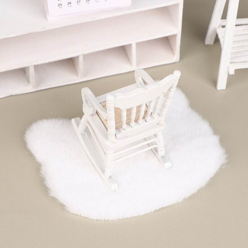 1:12 Dollhouse miniaturowa pluszowa imitacja koc Model meble DIY akcesoria sypialnia do łazienki do pokoju gościnnego podłoga w pomieszczeniu Decor