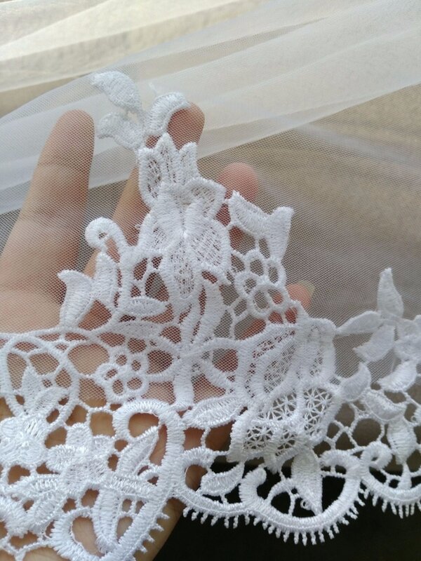 4 Meters  Long Lace Appliques Wedding Veil White Ivory Cathedral 1 Tiers Bridal Veil  Wedding Accessories