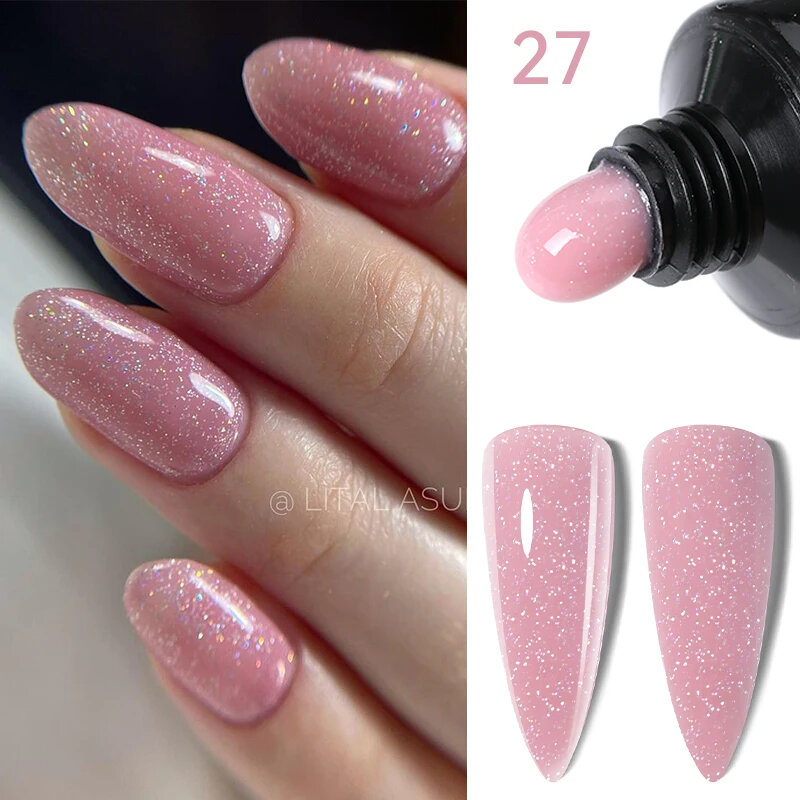 LILYCUTE 15ML Quick Nail Extension Gel Glitter Pink Vernis Semi Permanent UV Gel Nail Polish Slip Solution Nail Art prolungare il Gel