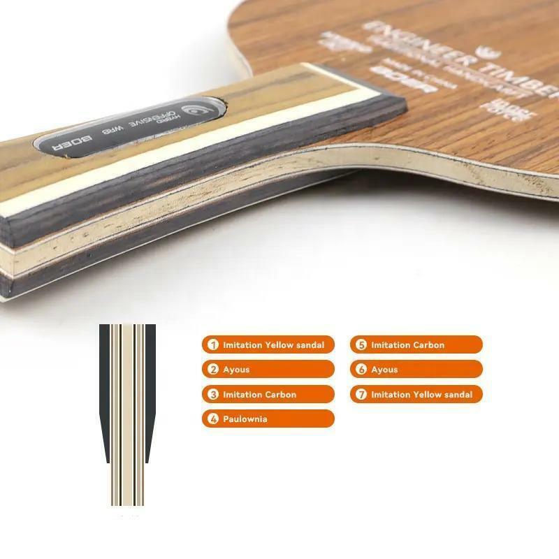 Raquete de tênis de mesa com placa inferior, Ping Pong Paddle Board, 7 Ply Ping Pong Blade, FL, CS Handle, Profissional