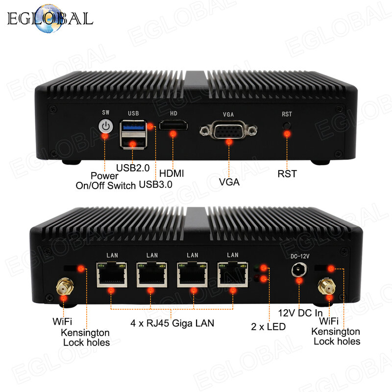 EGLOBAL дешевый брандмауэр Micro Appliance 4 порта i225 2,5 Гбит LAN безвентиляторный мини-ПК Intel Celeron N5095 VPN маршрутизатор Openwrt Houshold ПК