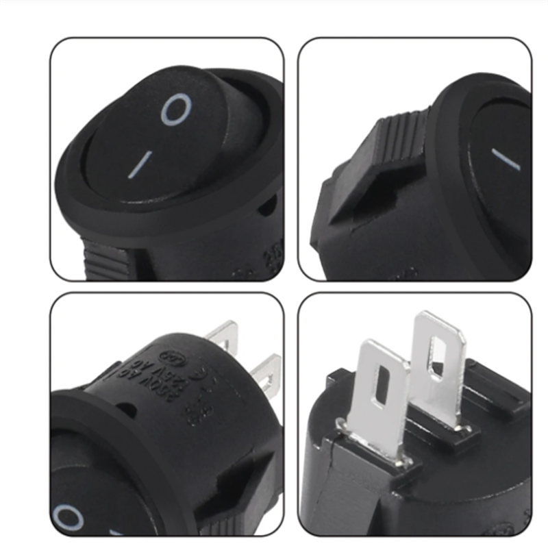 1/10Pcs 2 Pin Round Switch 12V Switch ON OFF Illuminated Car Dashboard Snap-in Rocker Switches Household Appliances