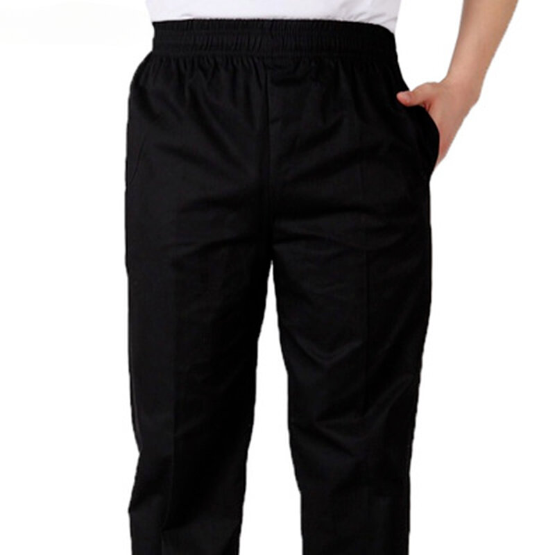 Pantalones elásticos de rayas blancas y negras para restaurante, uniforme de Chef, pantalones de Chef ejecutivo, nuevo