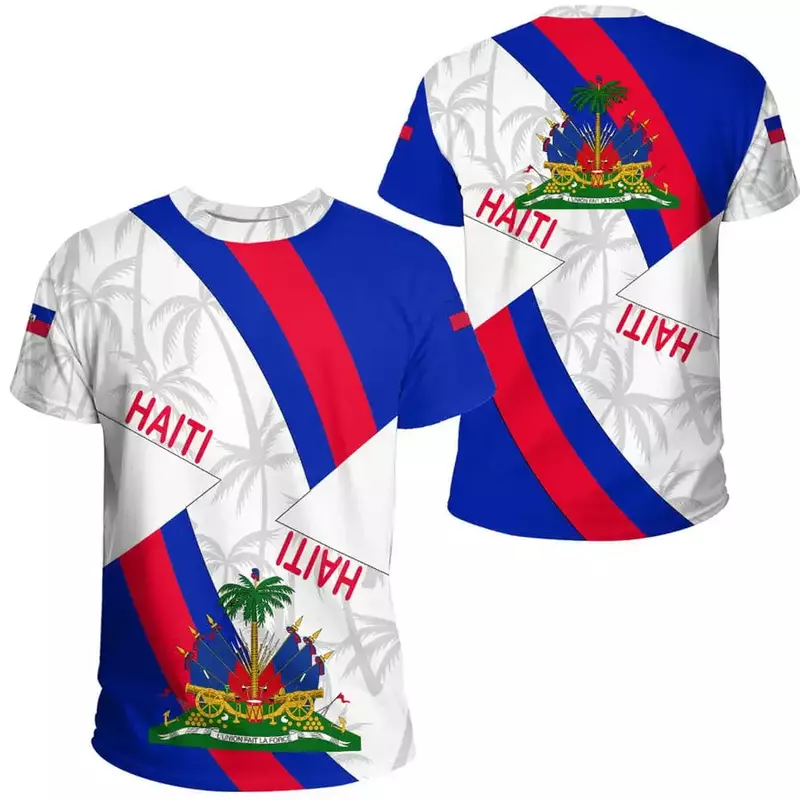 Men's T-shirt 3D Print Country Emblem Flag Caribbean Sea Haiti Island Streetwear Men/Women Casual Oversized Short Sleeve T Shirt