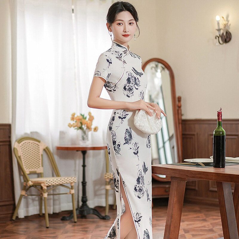 Винтажные платья Qipao для женщин, новая модная повседневная Уличная одежда, женская одежда, элегантное китайское платье-Ципао в этническом стиле