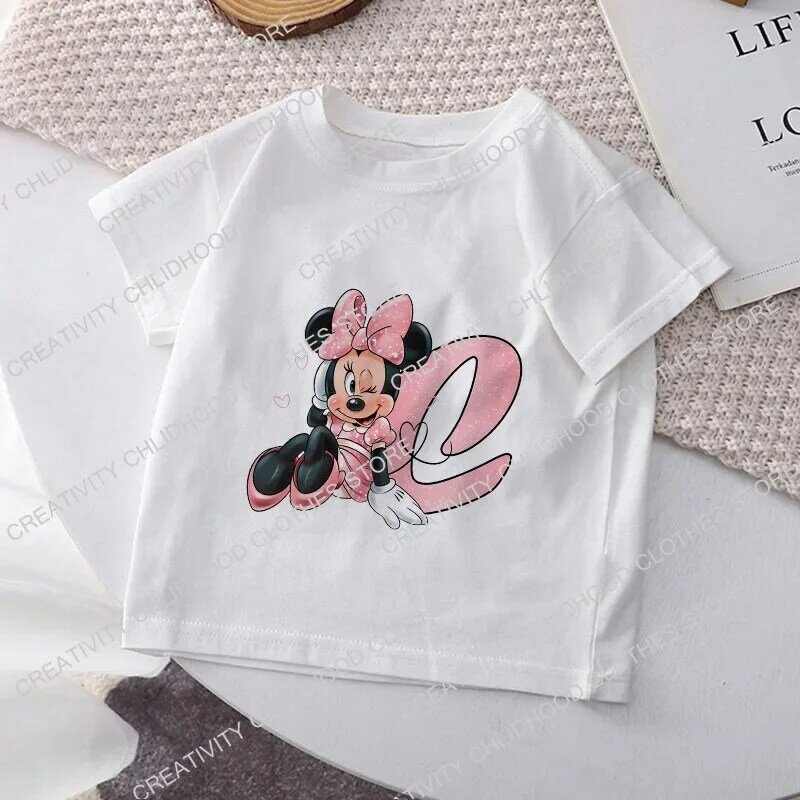 T-shirt per bambini Disney New Kawaii Mickey Minnie Tee shirt cartoni animati per ragazze vestiti Casual Kid Boy manica corta moda top
