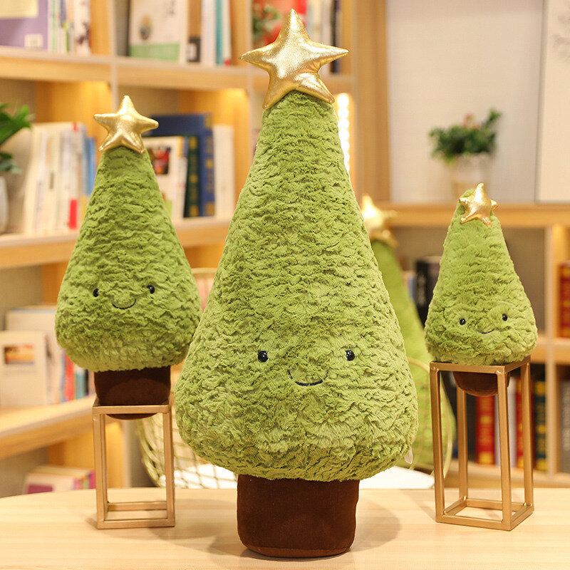 시뮬레이션 크리스마스 트리 봉제 장난감, 귀여운 에버그린 봉제 베개 인형, 크리스마스 원피스 박제 나무, 30-90cm
