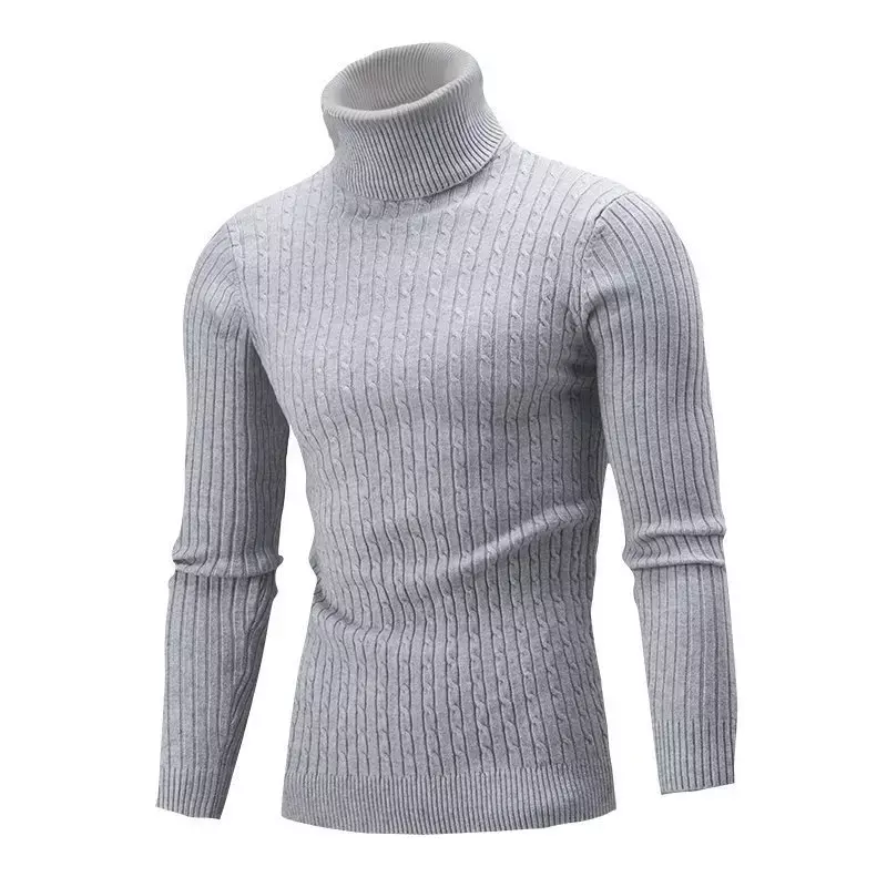 Pullover kasual pria, Sweater Turtleneck tebal musim dingin