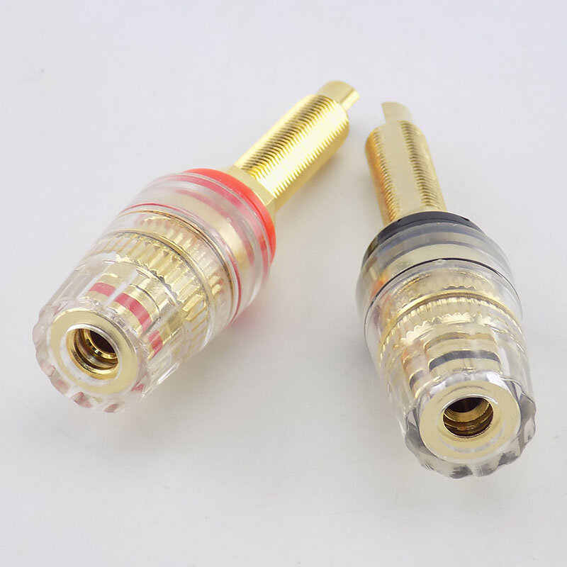 2 pçs de bronze longa ligação pós conector áudio alto-falante amplificador adaptador de áudio para 4mm banana plug conectores terminais h10